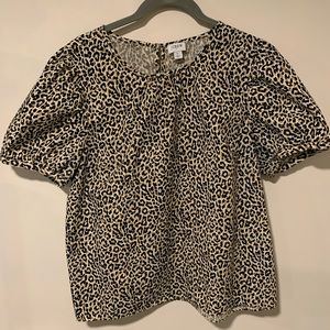 J Crew Cheetah Print Puff Sleeve Blouse